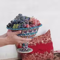 میوه خوری مینا روی سفال ...رنگ آبی و لاجوردی.برند ایرانی مهدخت.وزن سبک .سایز متوسط 