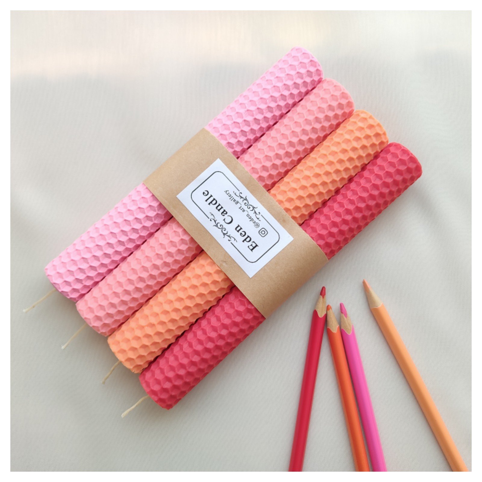 پک 4 عددی شمع موم عسل رنگی