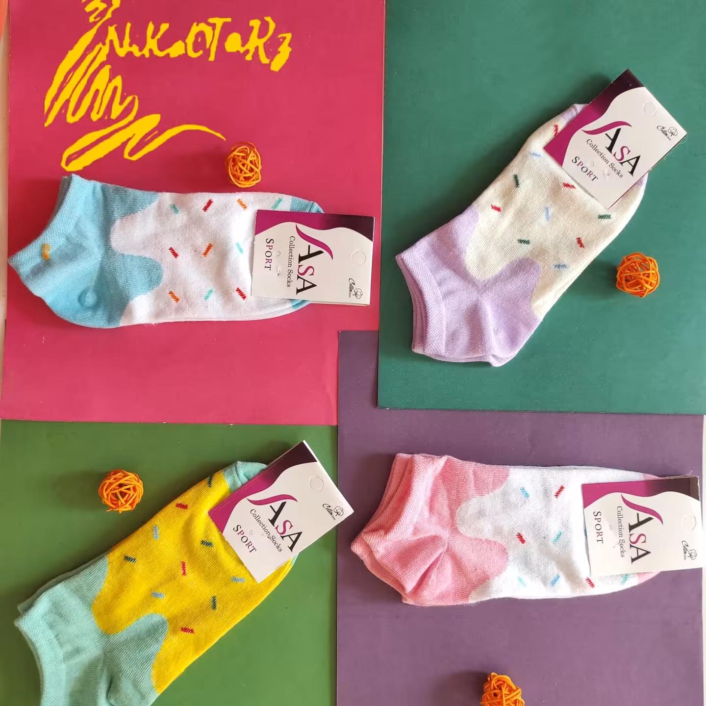 جوراب طرح دار سایزبندی فری سایز35تا41