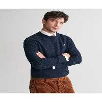 پلیور آبی مردانه ژاکت یقه دوچرخه سواری معمولی دریایی Gant