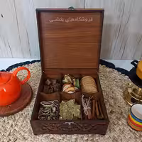 جعبه تی بگ چوبی سایز بزرگ 6 خانه