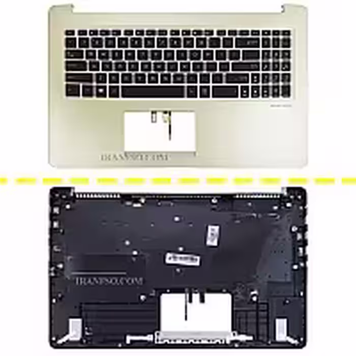 کیبرد لپ تاپ ایسوس VivoBook X580 مشکی-بژ با قاب C اینترکوچک-بابک لایت-بدون فریم با کلید پاور