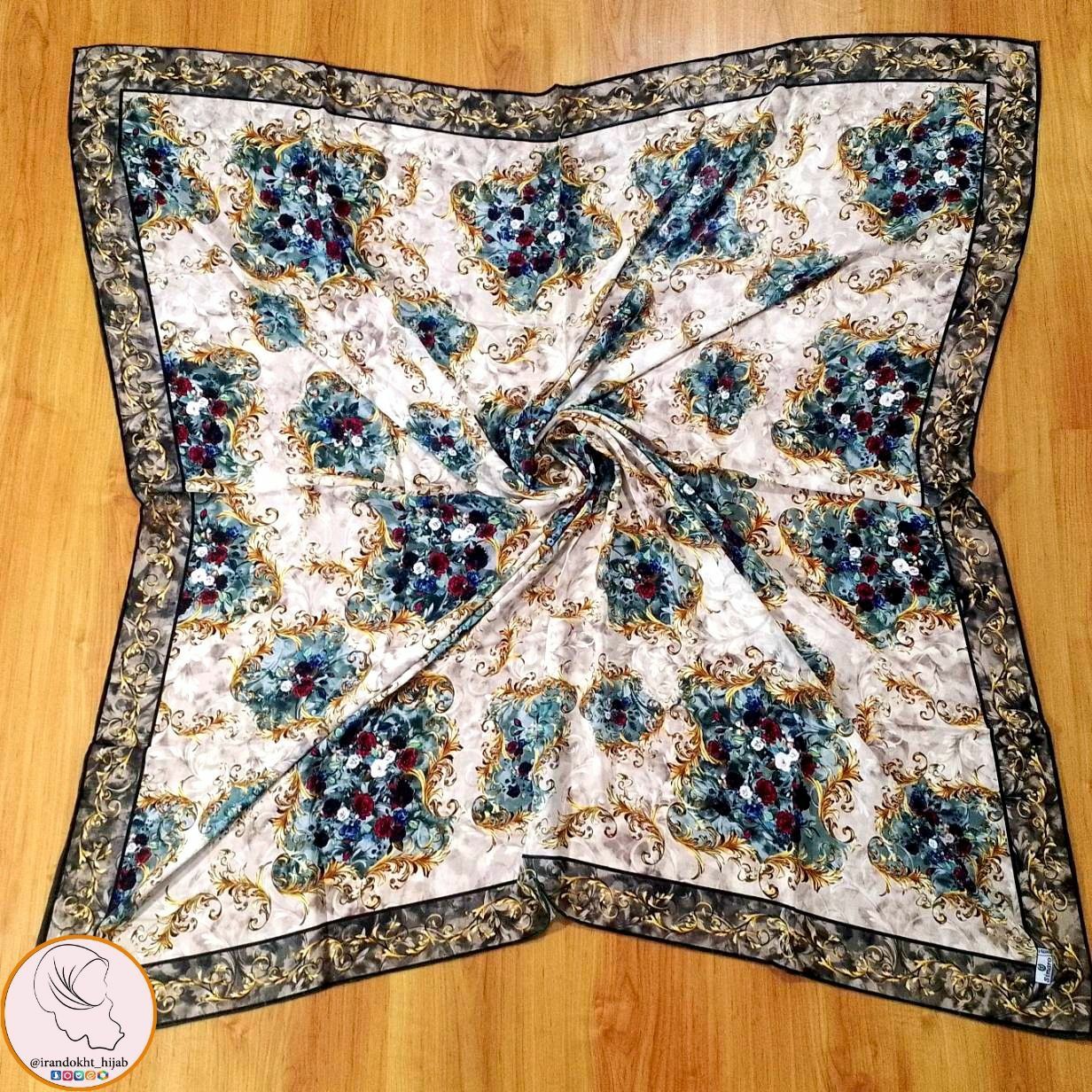 روسری بسیار زیباکرپ حریرکدp 12دوردست دوزقوراه 130تک رنگ