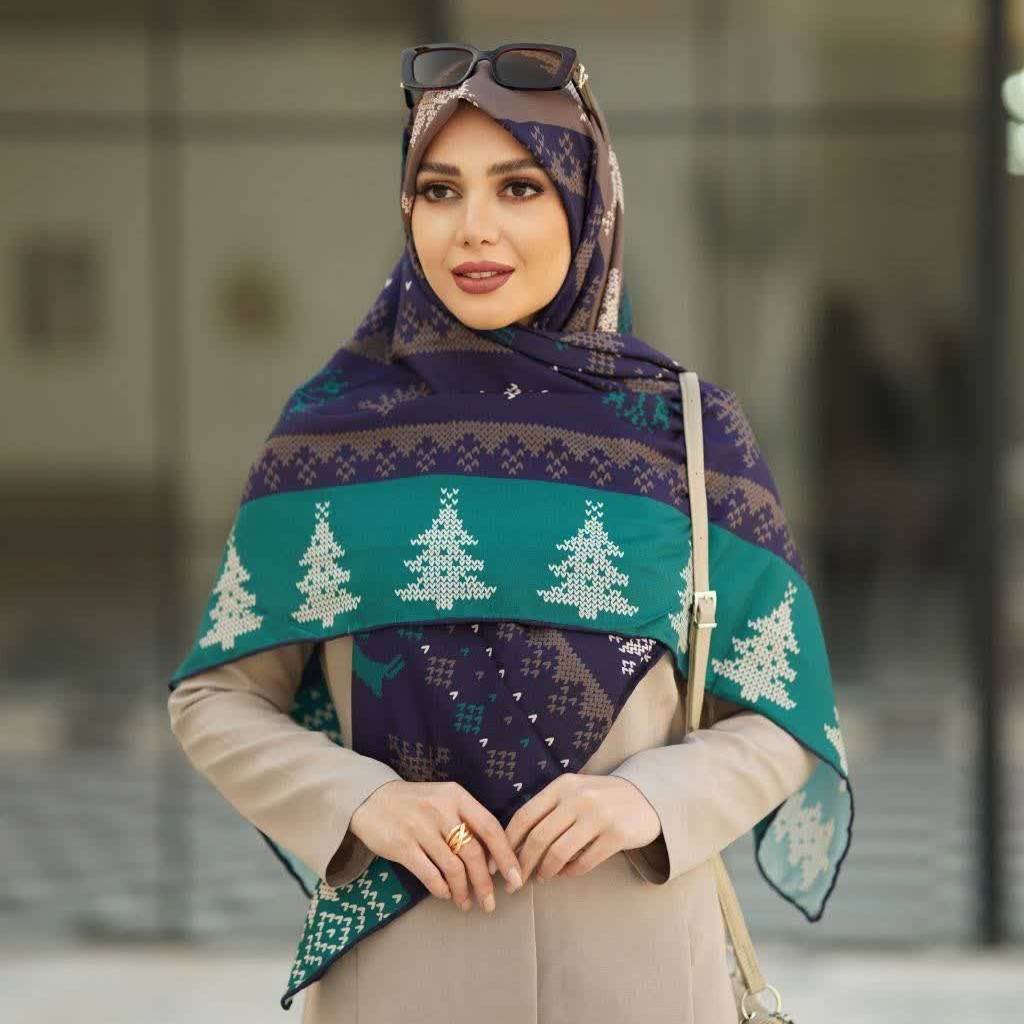 روسری نخ اعلا دور دست دوز طرح گوزن