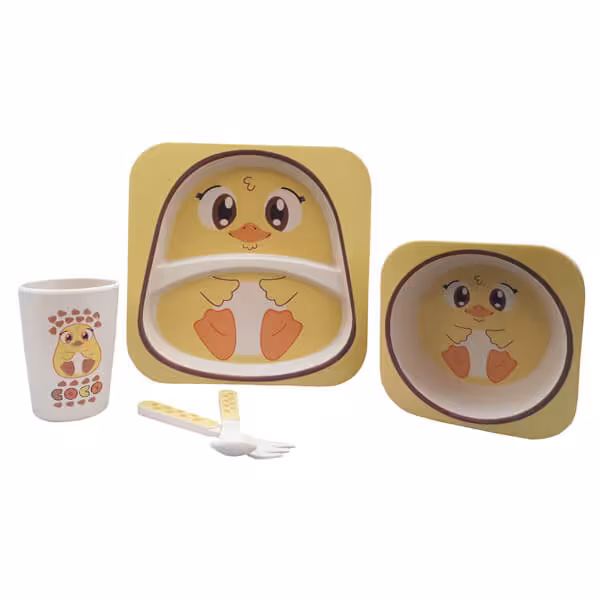 ست ظروف غذای کودک 5 تیکه Coco بامبو طرح جوجه