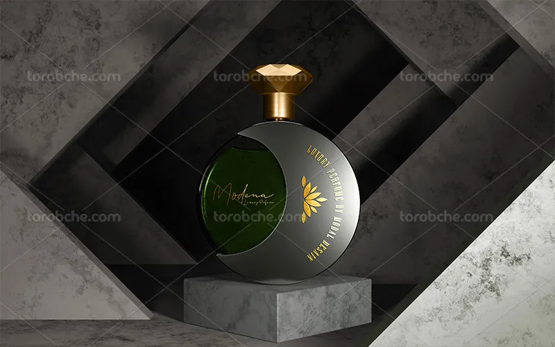 موکاپ شیشه عطر لوکس | گرافیک با طعم تربچه