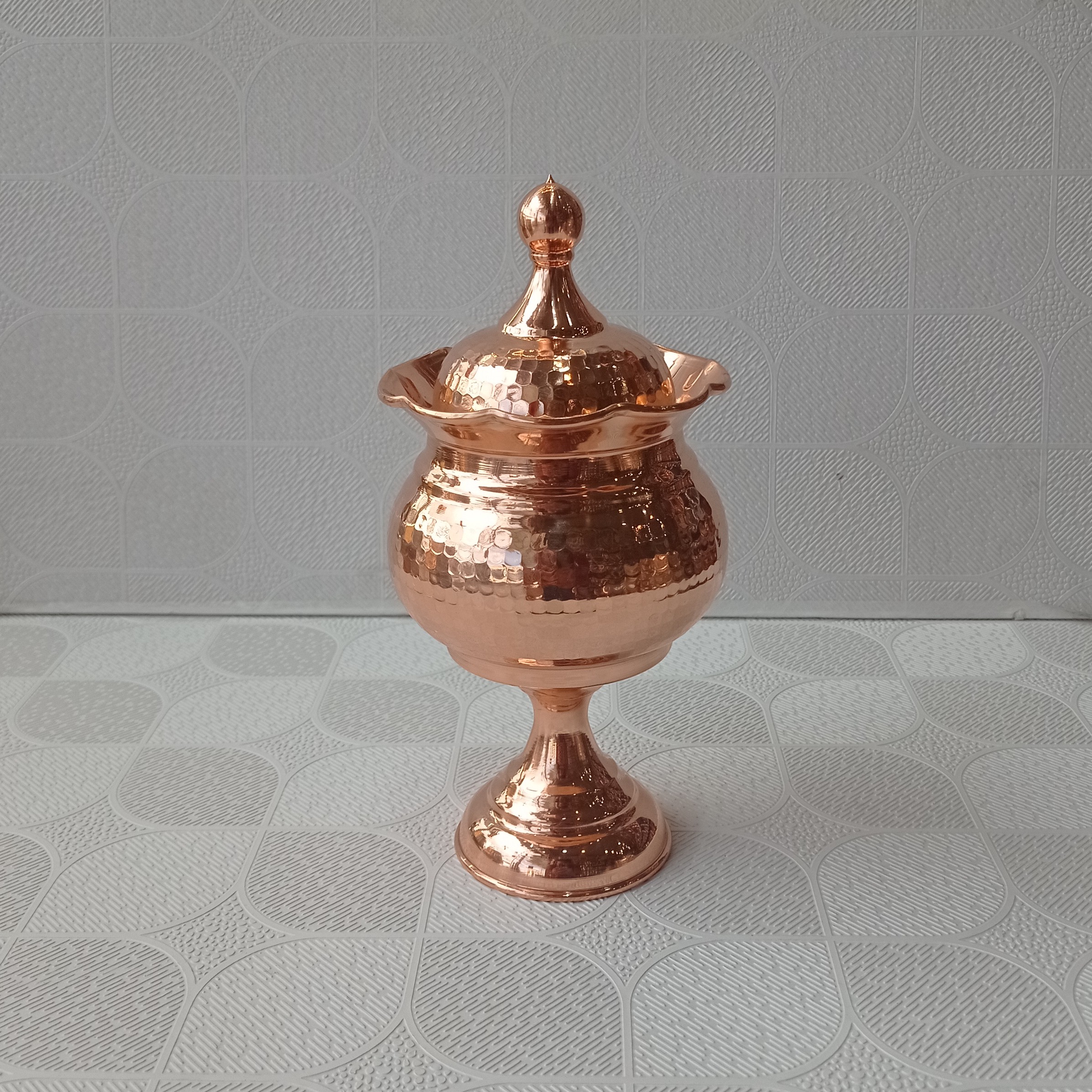 قندان مسی لب چین نانودرجه یک(برندبیات مرادی زنجان)پایه دار