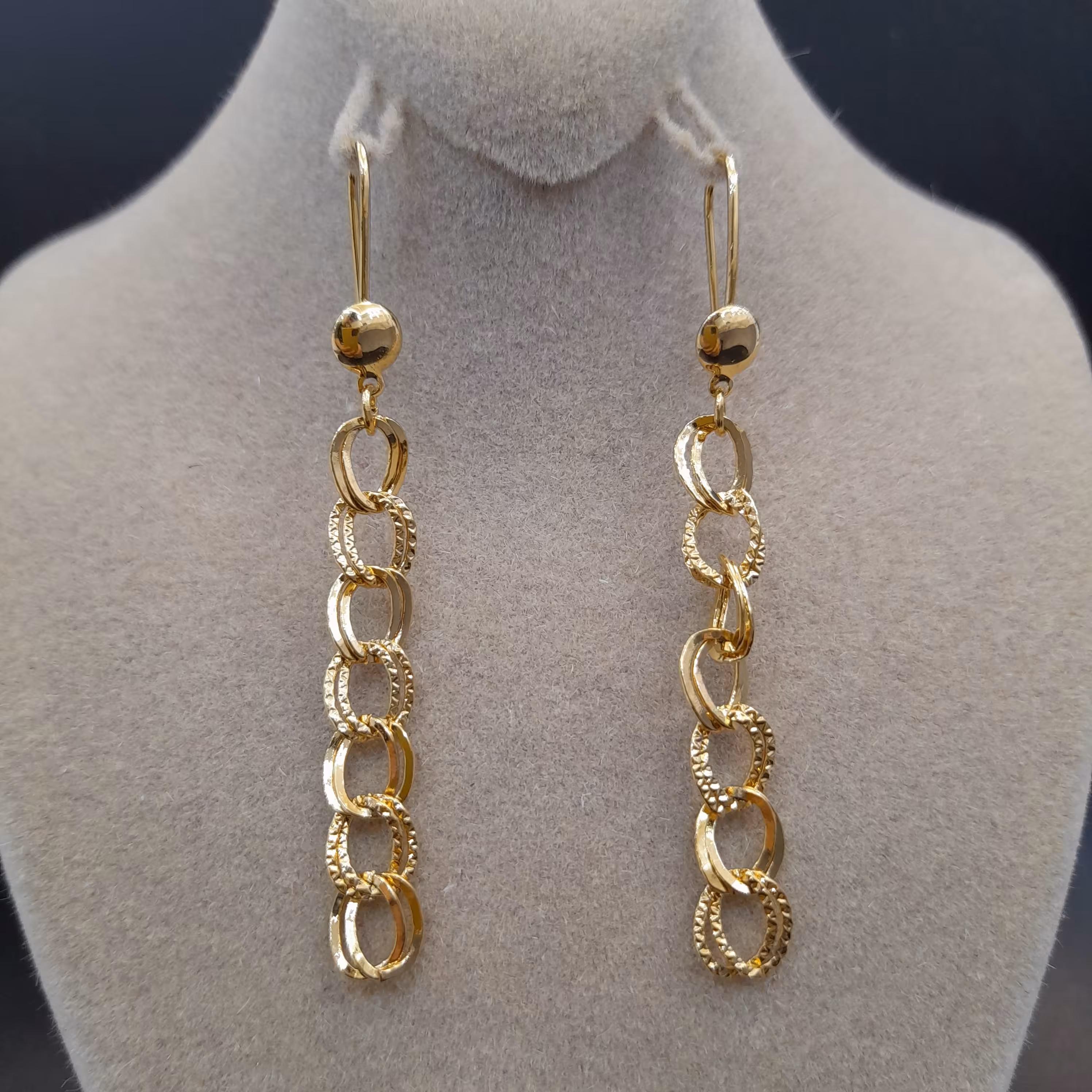 گوشواره حلقه حلقه ، رنگ طلایی ، جنس عالی تیتانیوم