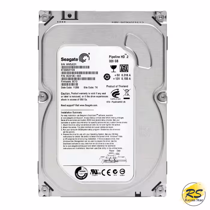 هارد دیسک اینترنال سیگیت مدل Seagate Pipeline HD.2 ST3320311CS ظرفیت 320 گیگابایت
