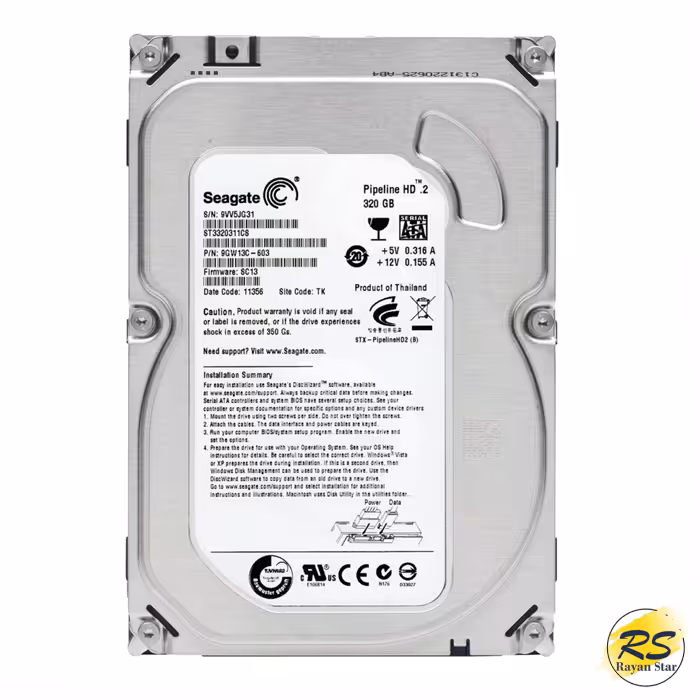 هارد دیسک اینترنال سیگیت مدل Seagate Pipeline HD.2 ST3320311CS ظرفیت 320 گیگابایت