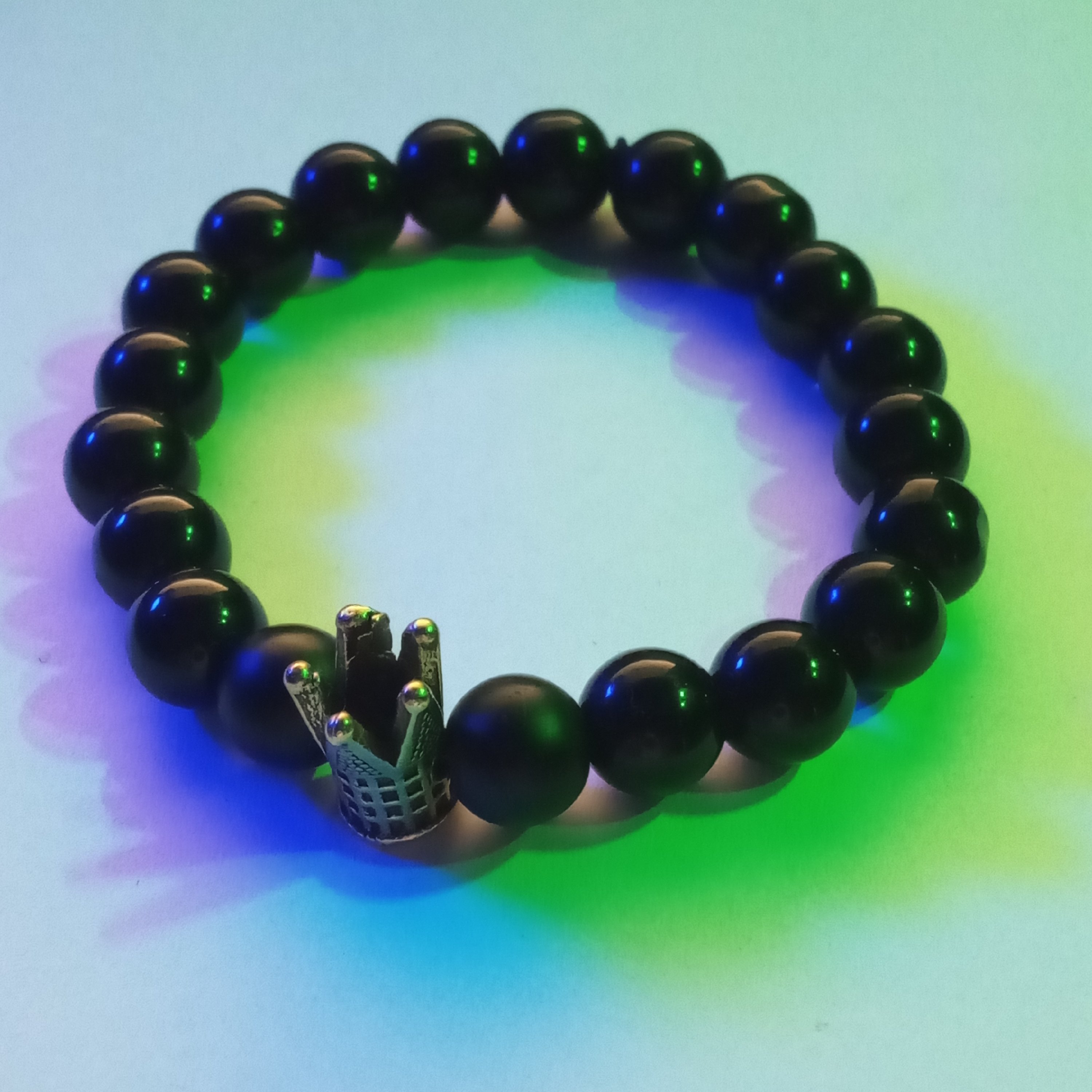 دستبند سنگ انیکس طرح تاج‌ شاه