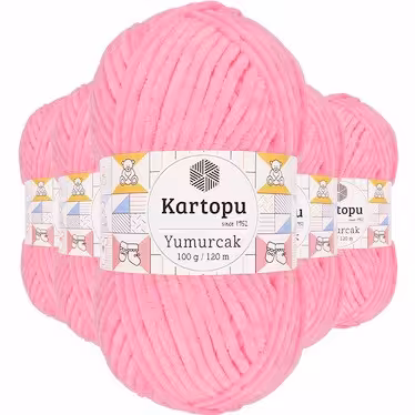 کاموا مخمل صورتی ترک (بسته 5 عددی - 5 کلافی)(100 گرمی - متراژ 120 متر)