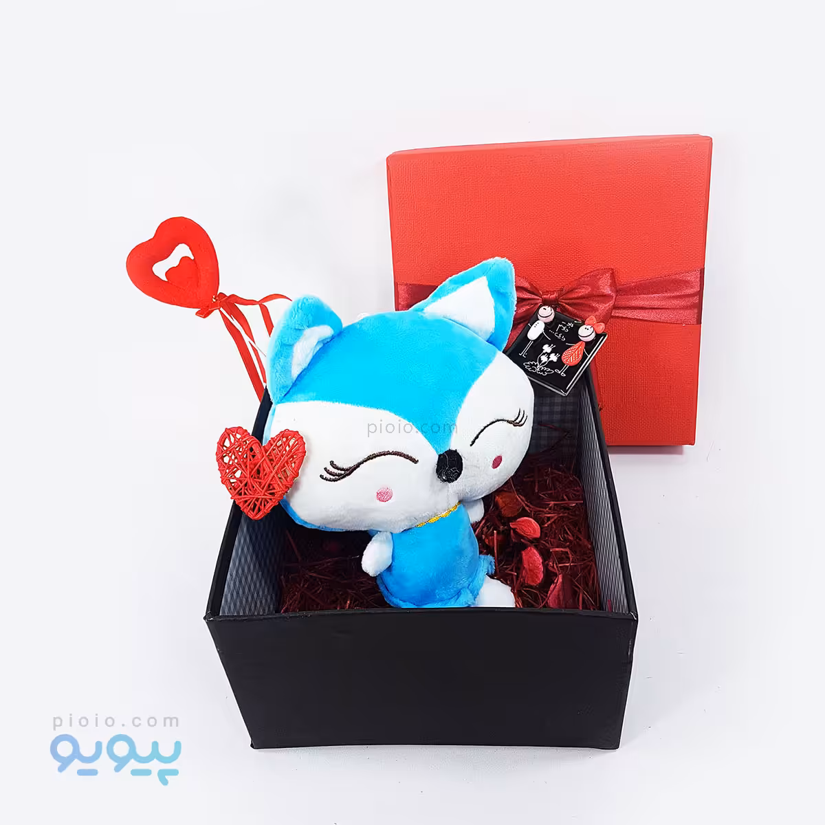 پک هدیه ولنتاین با عروسک گربه ملوس 20 سانتی متری