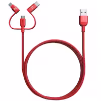 کابل ADAM ELEMENTS آدام المنتس تبدیل USB به Micro USB و لایتنینگ و USB-C مدل PeAk II Trio 120B قرمز - Hiapple.ir