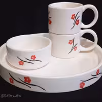 ست چای خوری دونفره سرامیکی  نام طرح شکوفه.شیک و جذاب