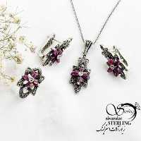 نیمست یاقوت سرخ نقره 925 عیار کد 17475