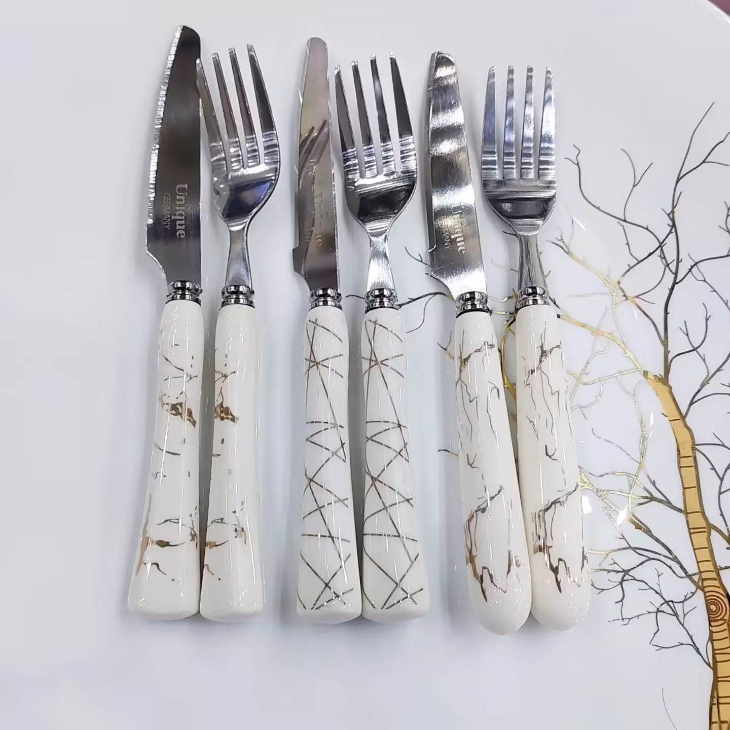 کارد و چنگال سرامیک ماربل طرح سنگ