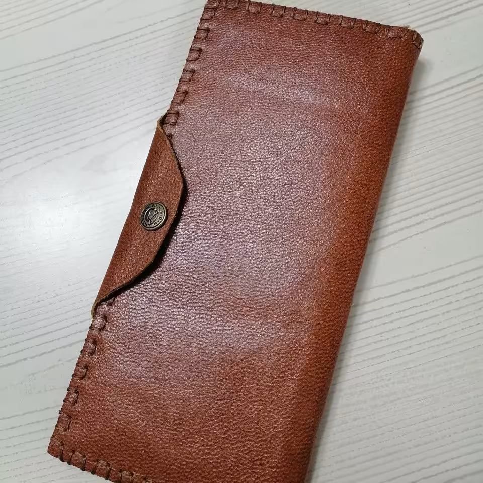 کیف پولچرم طبیعی بز  رنگ قهوه ای روشن 