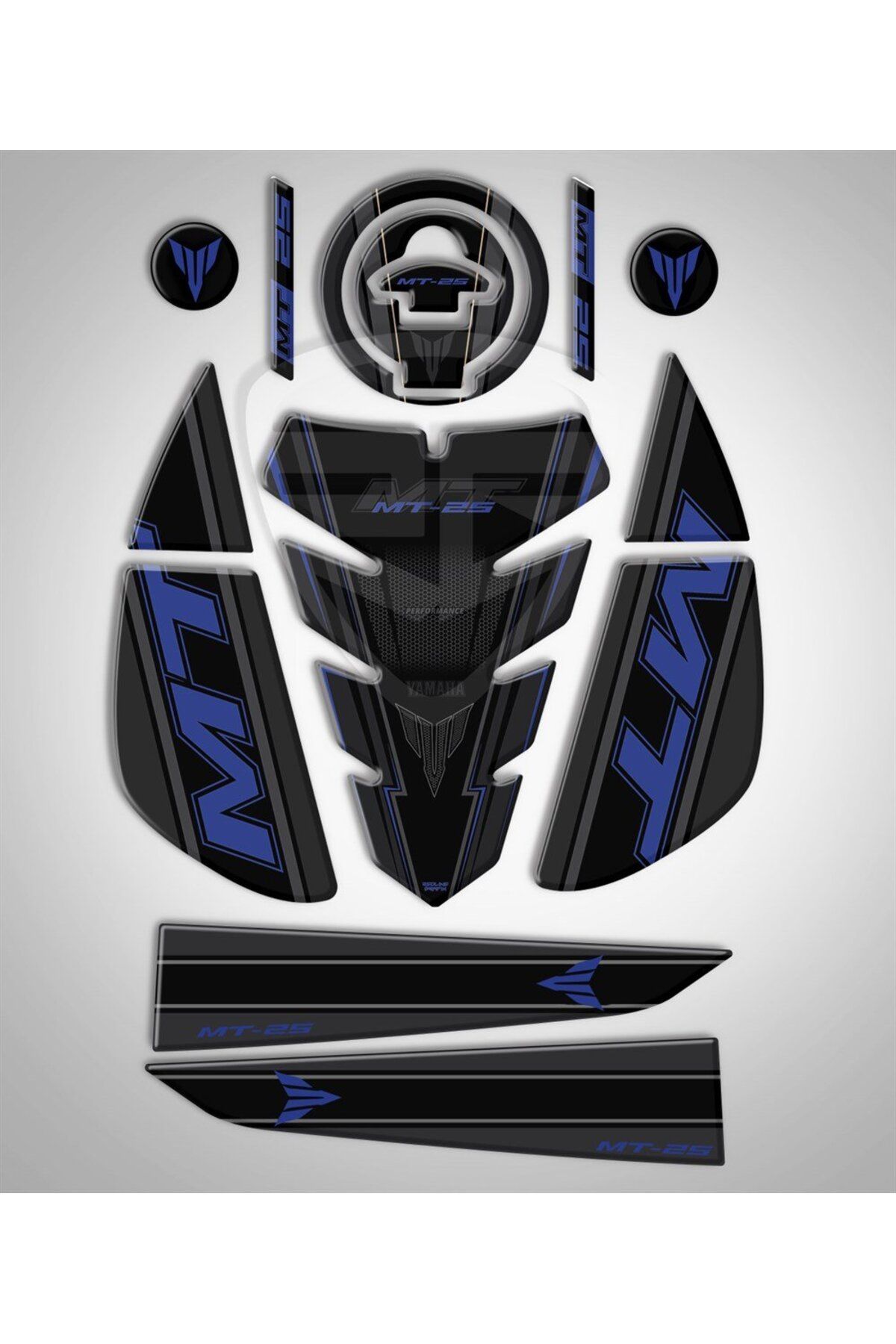 محافظ باک و برچسب YAMAHA MT 25 2020 2021 مجموعه کامل آبی Redline Grafik