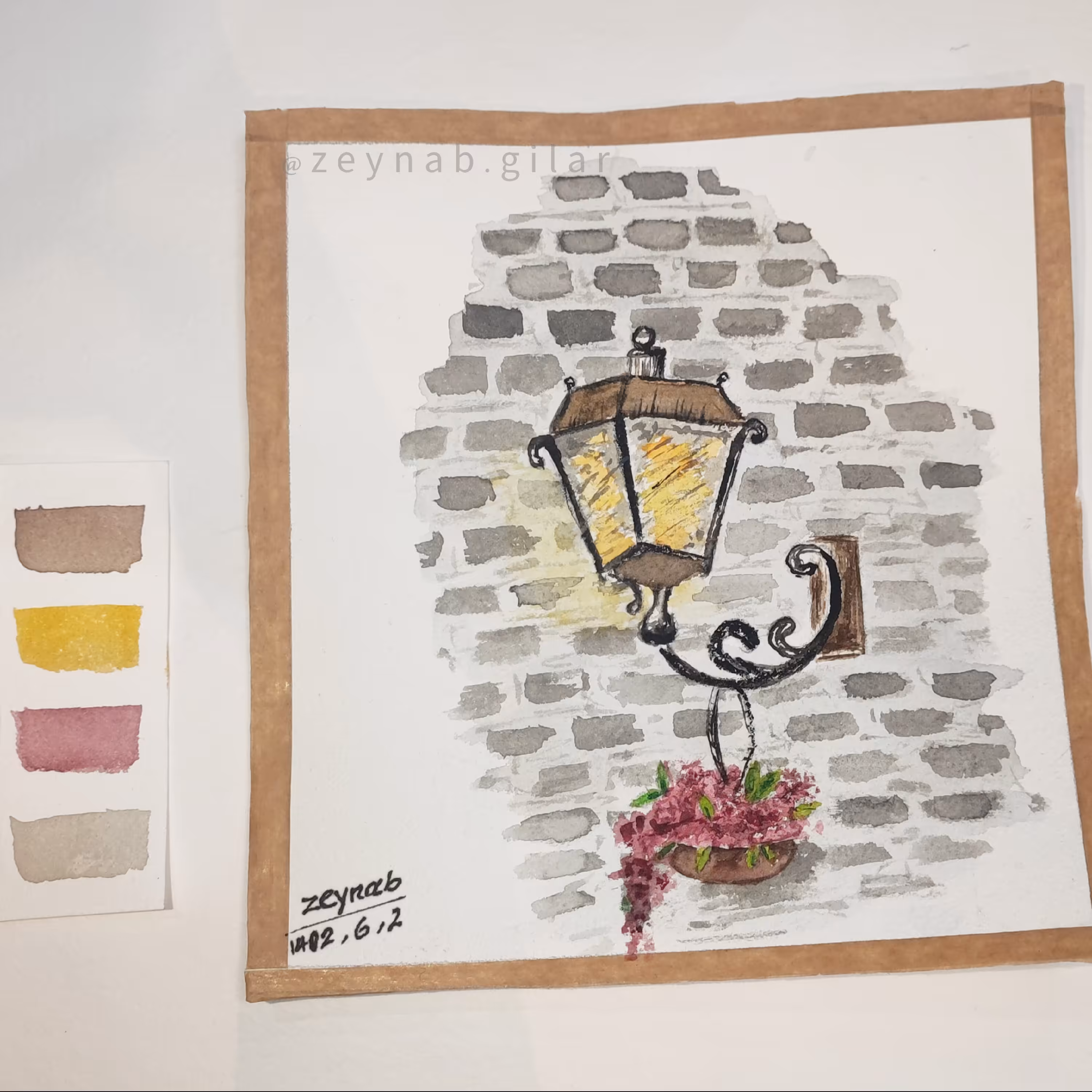 نقاشی آبرنگی طرح چراغ