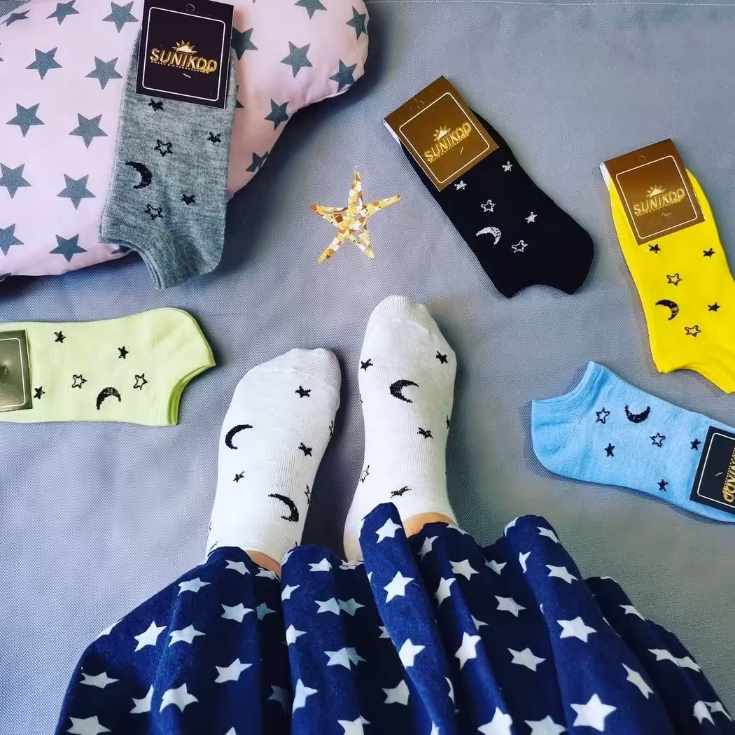 جوراب مچی طرح ماه و ستاره سایز34تا43