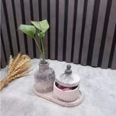 ست 3 تیکه قندون و گلدان