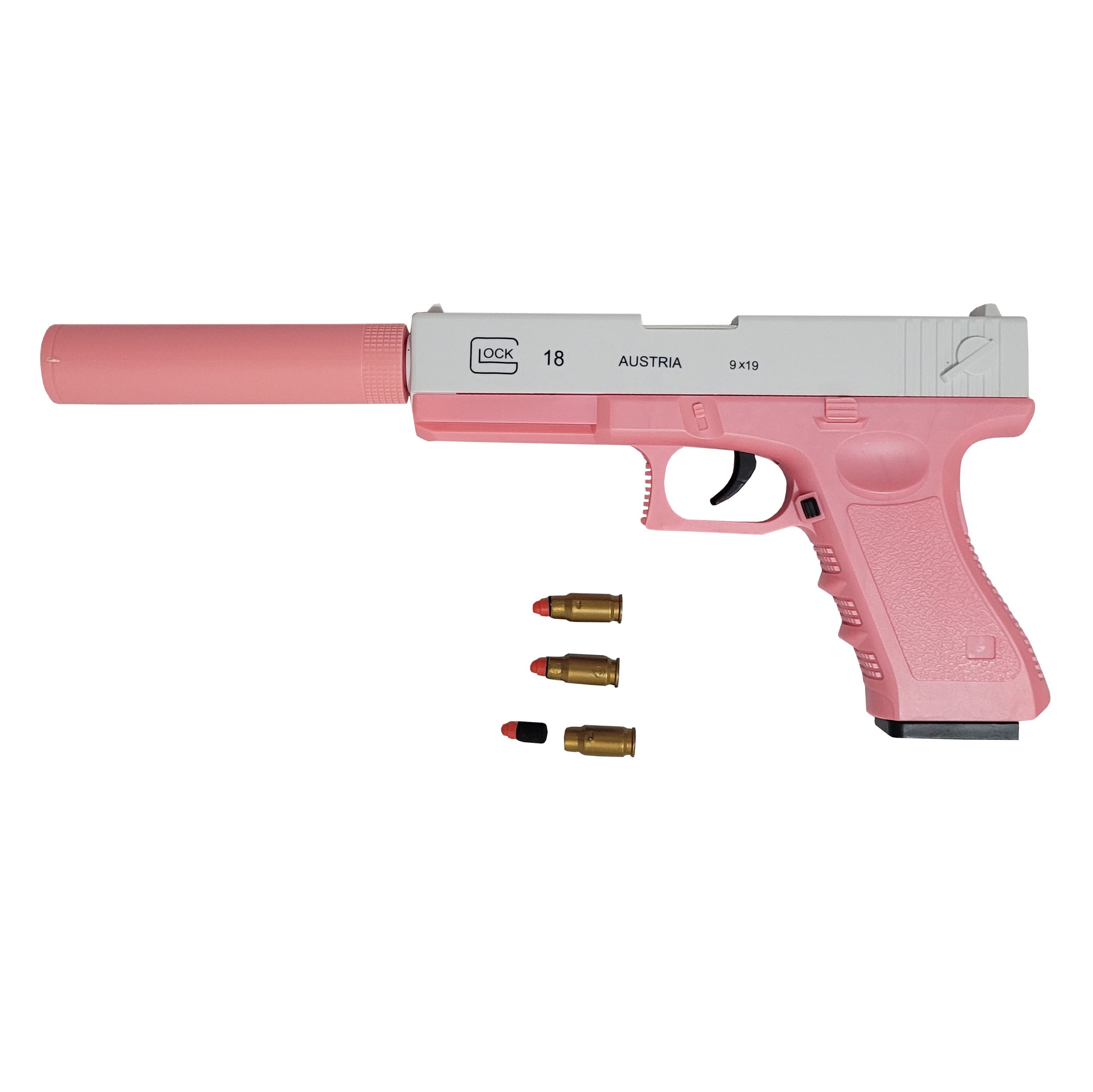 اسباب بازی تفنگ کلت پوکه پران صدا خفه کن دار کد 200