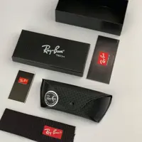 جلد و پک اصلی عینک برند ری بن Ray Ban Tech مشکی همراه دستمال برند طبق تصویر