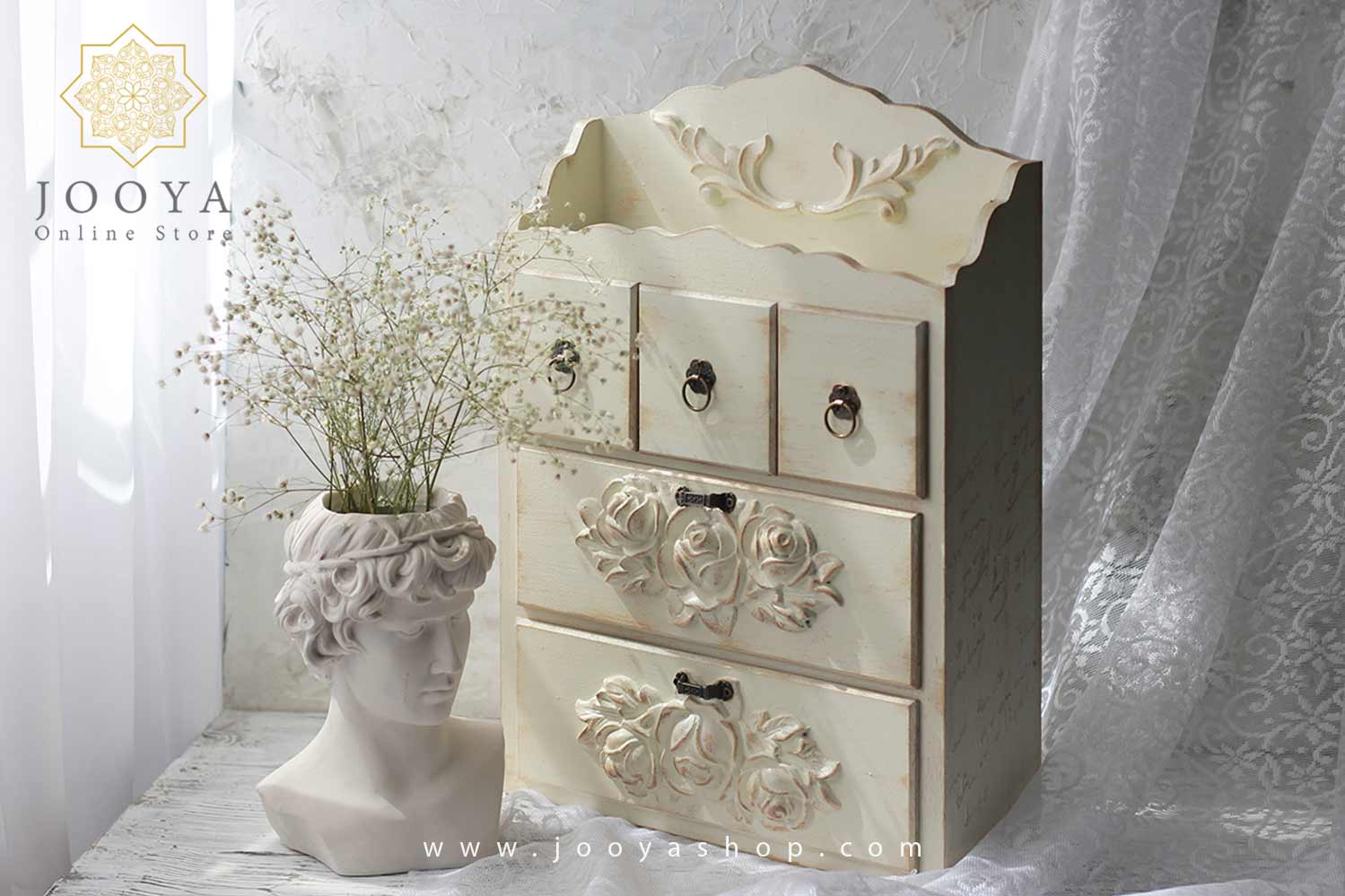 شلف رومیزی تاجدار گل برجسته آرمینا