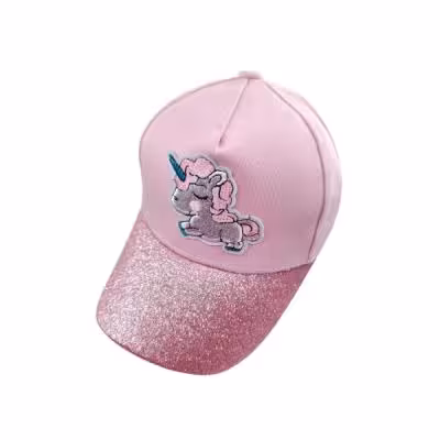 کلاه کپ دخترانه مدل تک شاخ کد 1600 رنگ صورتی