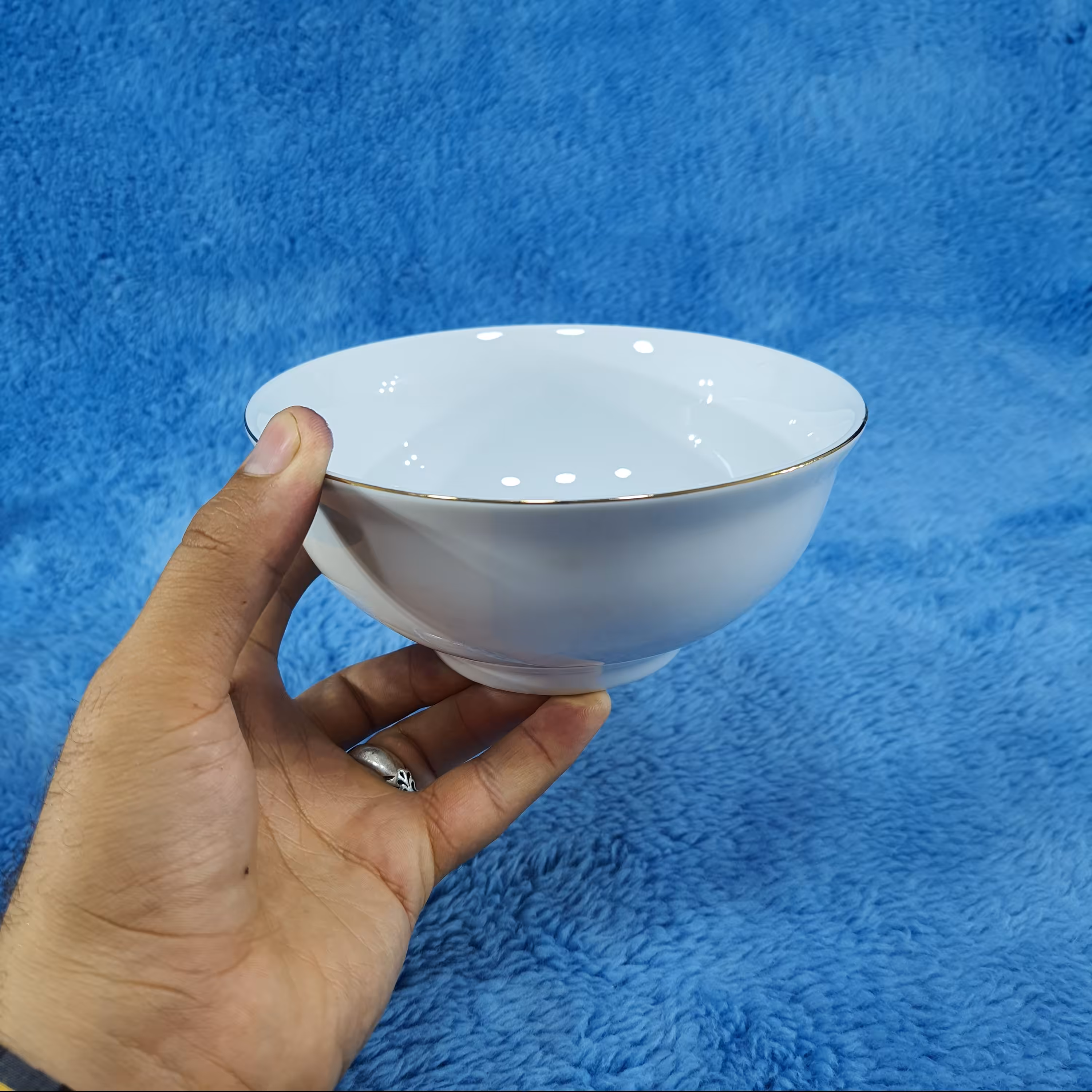 کاسه آبگوشت چینی 15 سانت کد 6/5 لورین لب طلا مدل دیپلمات بسته 6 عددی