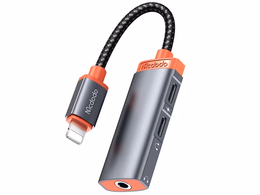 کابل تبدیل 1 به 2 لایتنینگ و جک 3.5 میلی‌متری مک دودو Mcdodo CA-0950 3-in-1 Lighting to DC3.5mm and Lighting Charge and Audio Adapter Cable