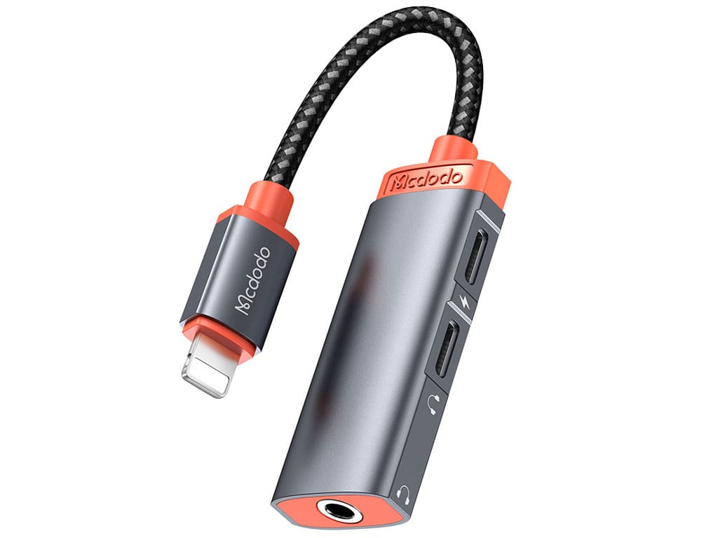 کابل تبدیل 1 به 2 لایتنینگ و جک 3.5 میلی‌متری مک دودو Mcdodo CA-0950 3-in-1 Lighting to DC3.5mm and Lighting Charge and Audio Adapter Cable