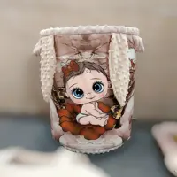 باکس لوازم کودک سبد لباس کودک ابردوزی شده جنس مخمل حبابیو کالیفرنیا چاپی هیواد گالری