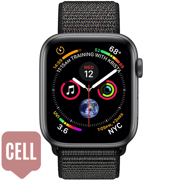 سری 4 اسپرت مردانه 44 میلیمتری مدل Space Gray Aluminum Case with Black Sport Loop سلولار - Hiapple.ir
