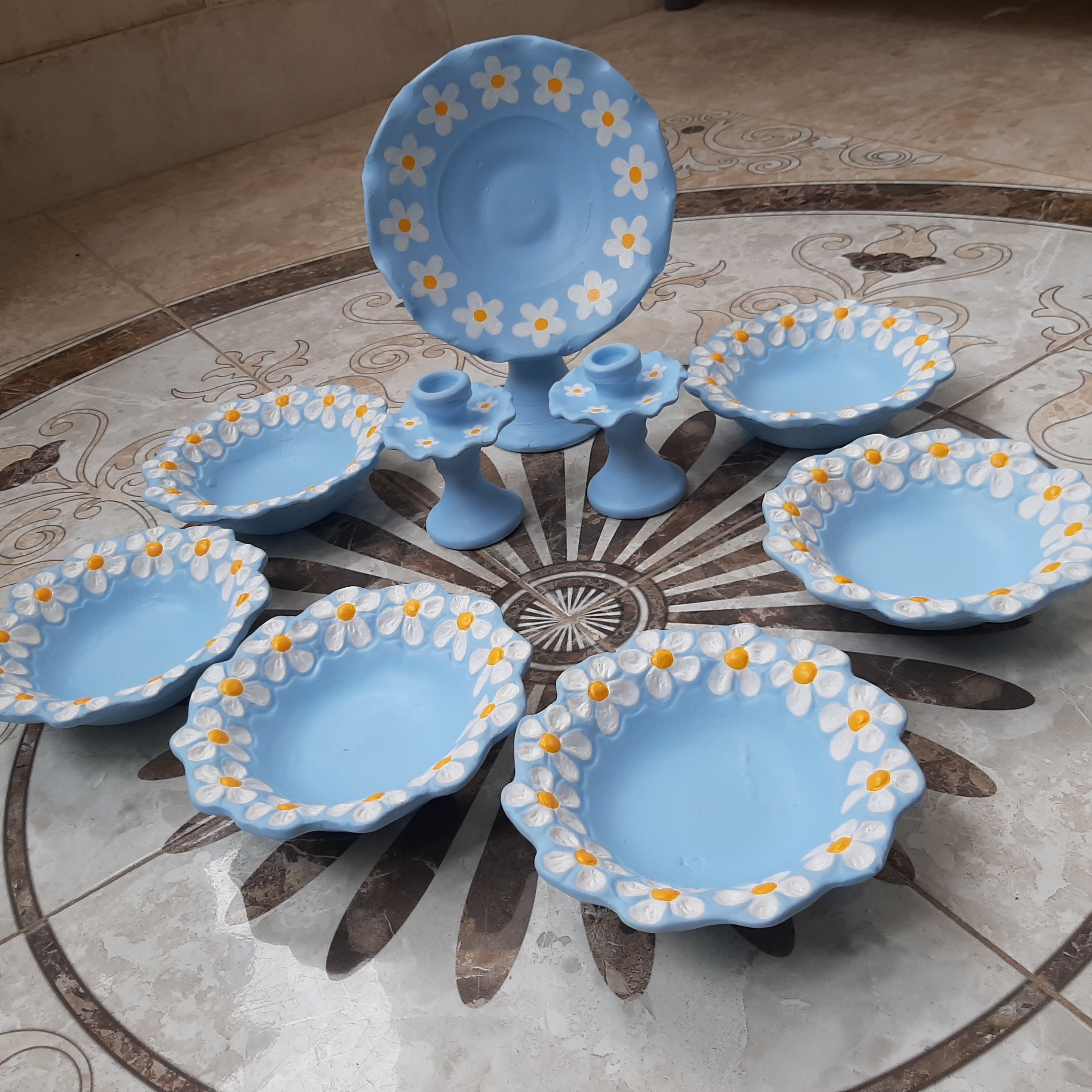 هفت سین سرامیکی طرح کاسه گل دار