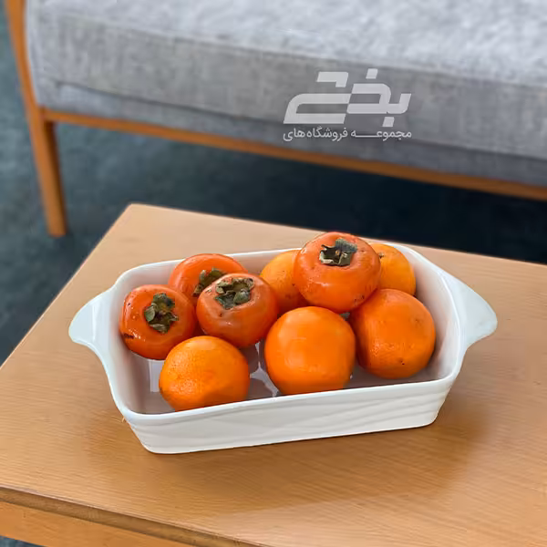 تابه مستطیل موج بزرگ چینی سفید