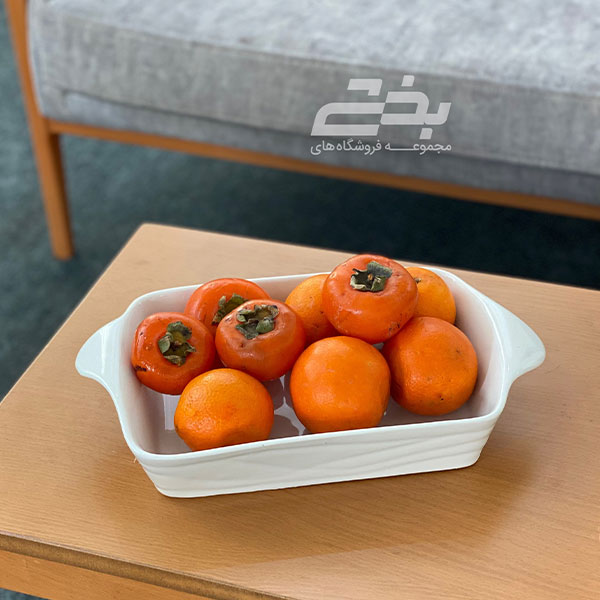 تابه مستطیل موج بزرگ چینی سفید