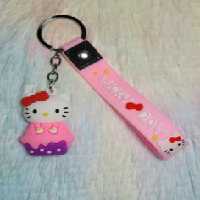 جاسوییچی فانتزی سیلیکونی طرح کیتی صورتی آویز و سرکلیدی کیتی