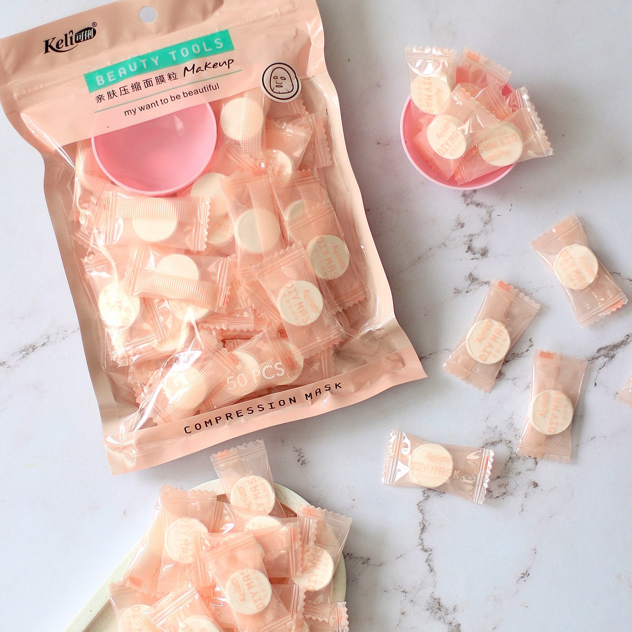 پک 50 عددی قرص ماسک همراه با کاسه