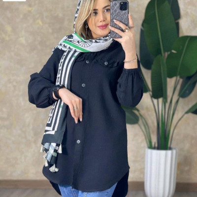 مانتو اسپرت زنانه الیاف شسته شده مدل لادن