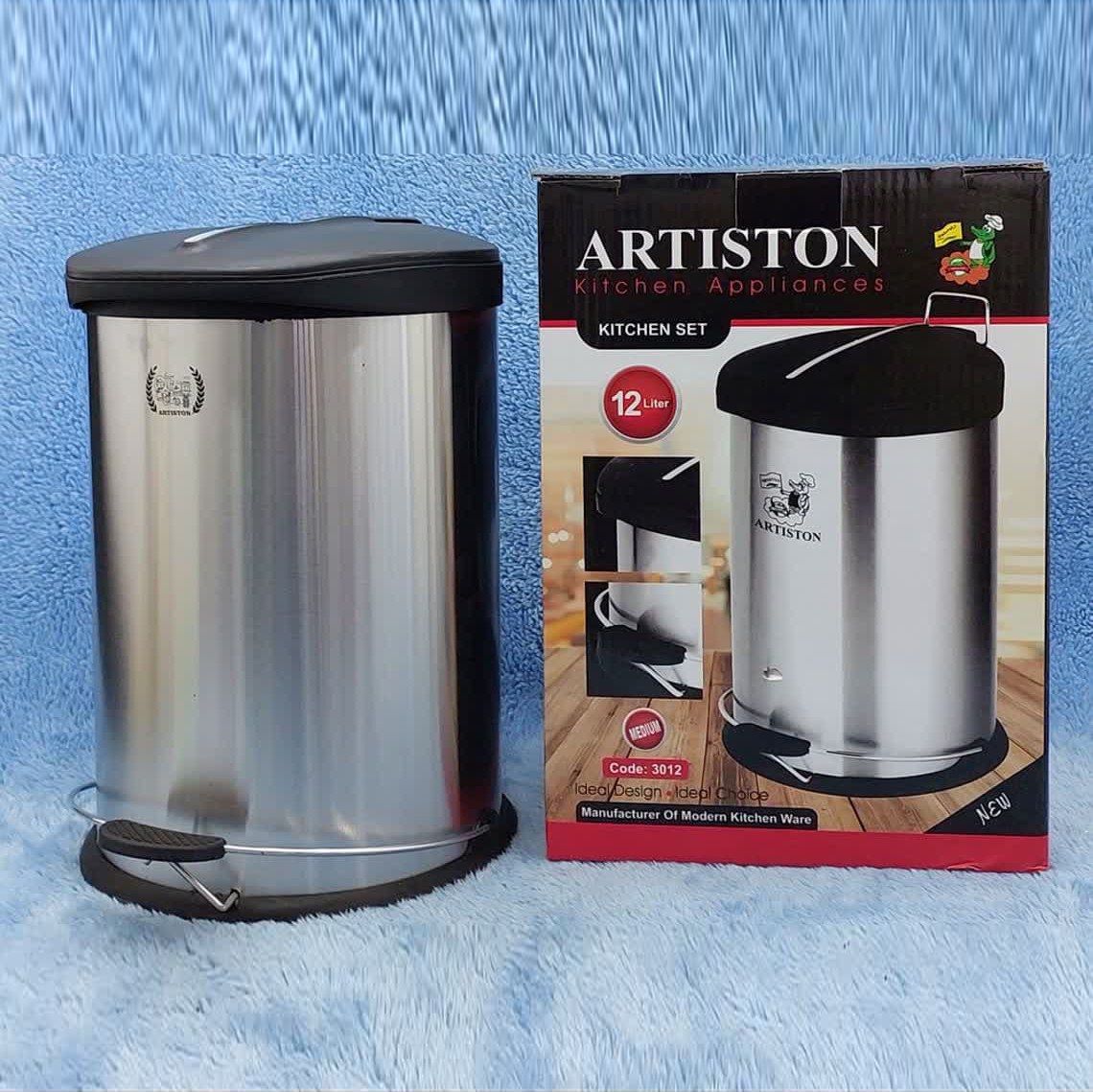 سطل زباله استیل پدالی 12 لیتر آرتیستون مدل 3012