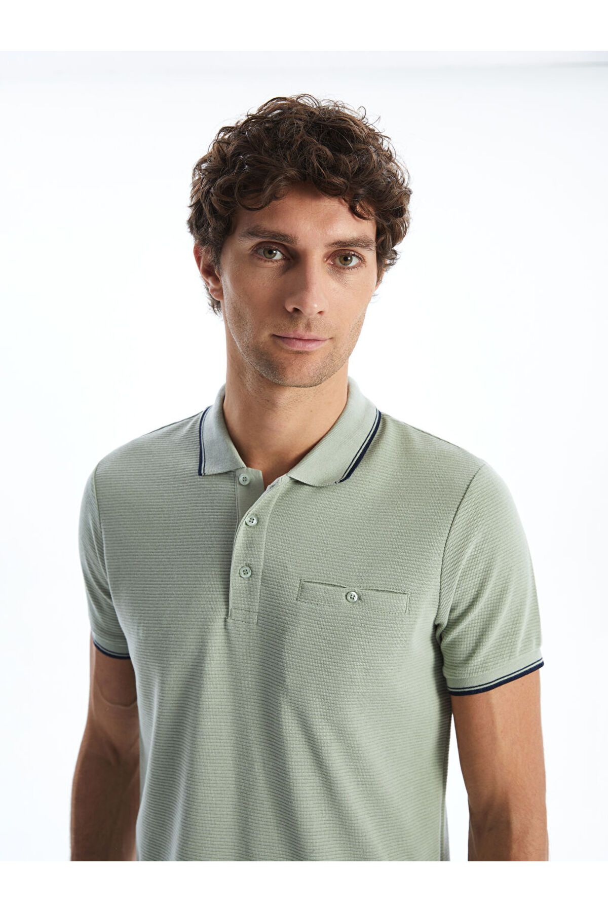 تی شرت یقه پولو سبز مردانه POLO YAKA آستین کوتاه T LC Waikiki