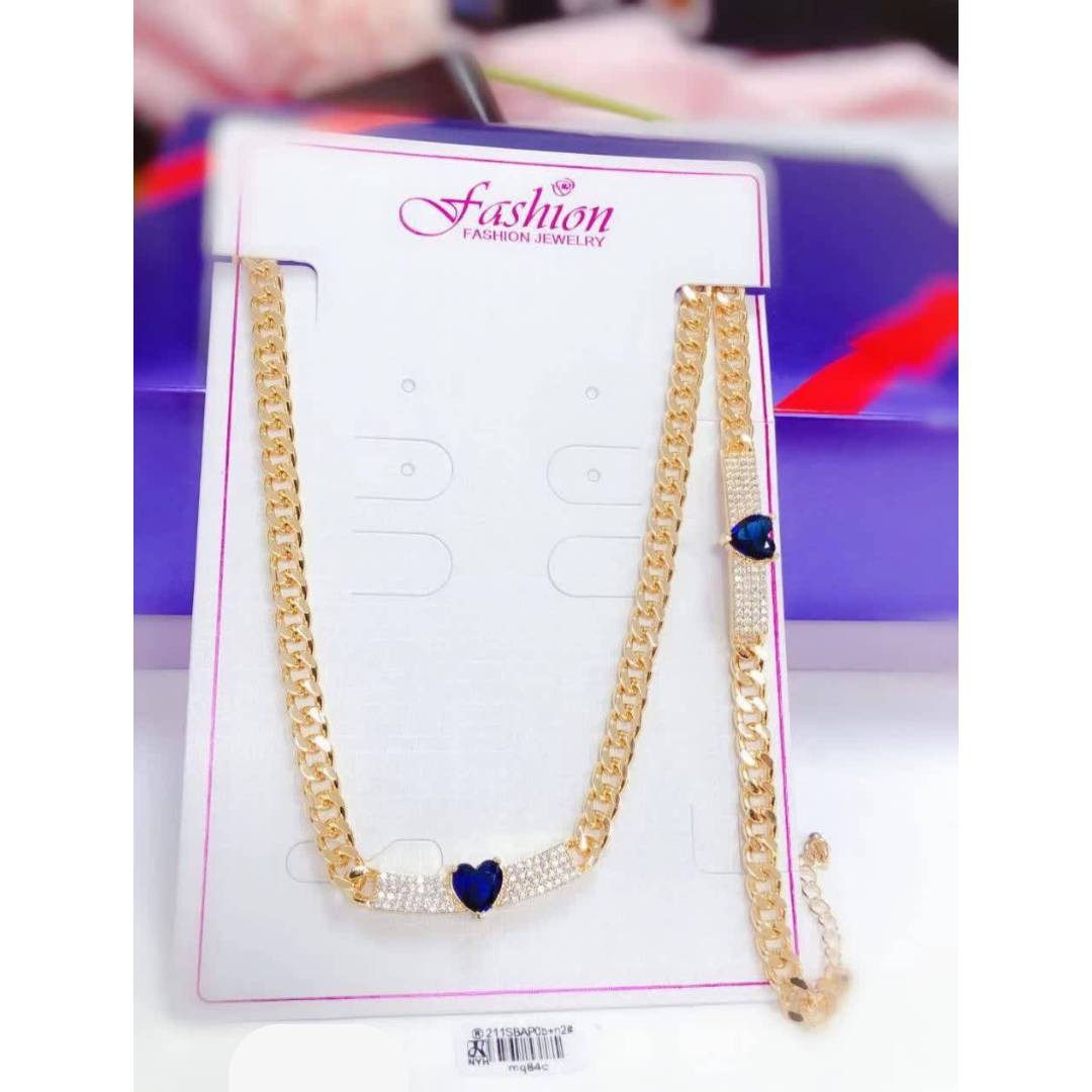 نیم ست برنجی کارتیر قلب سورمه ای - کد 1020010104