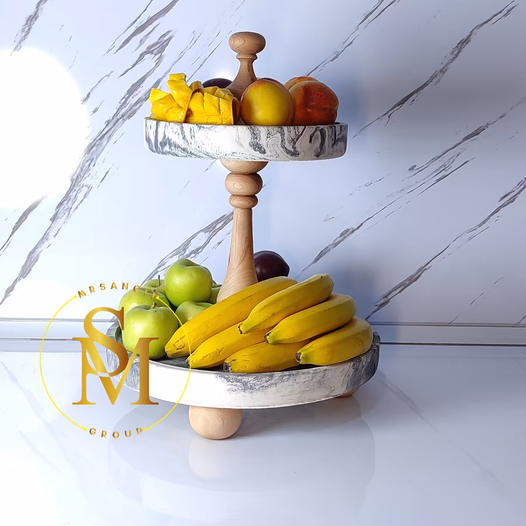 ظرف سرو طرح سنگ مدل دو طبقه ای