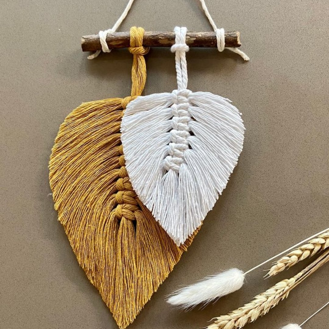 دیوارکوب مکرومه دوبرگ پاییزی