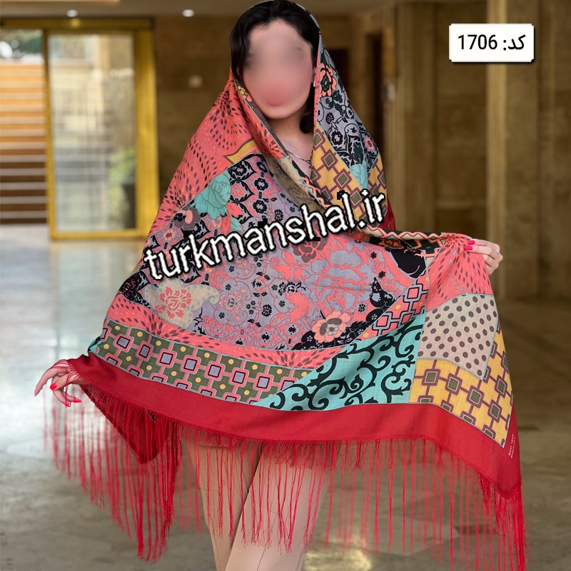روسری ترکمن ابریشمی (ایتالیایی) کد 1706