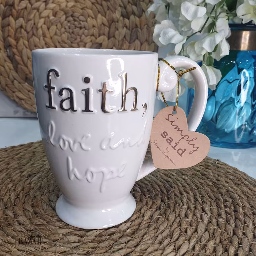 ماگ بزرگ دسته دار سفید نوشته طلایی