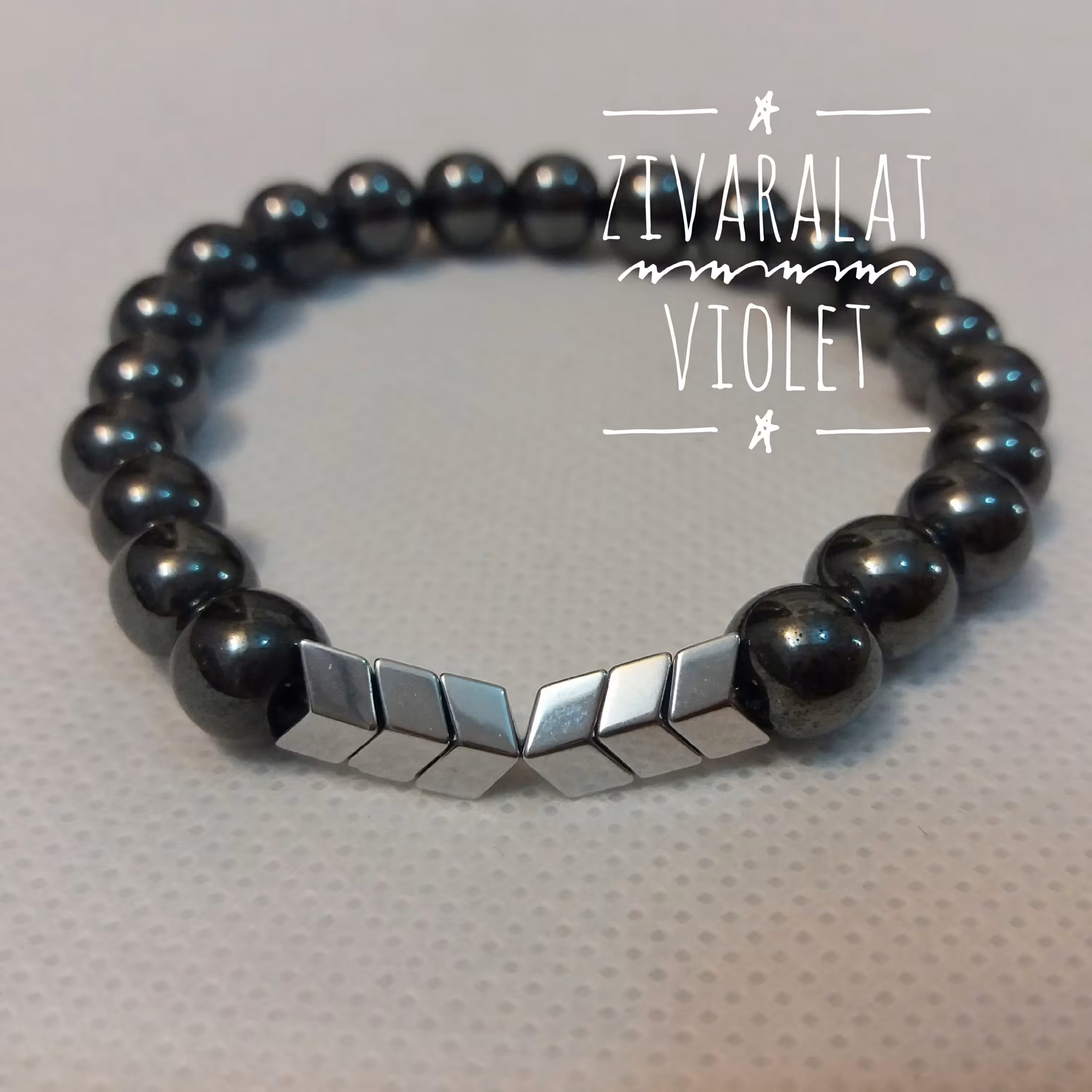 دستبند اسپرت سنگ حدید دودی