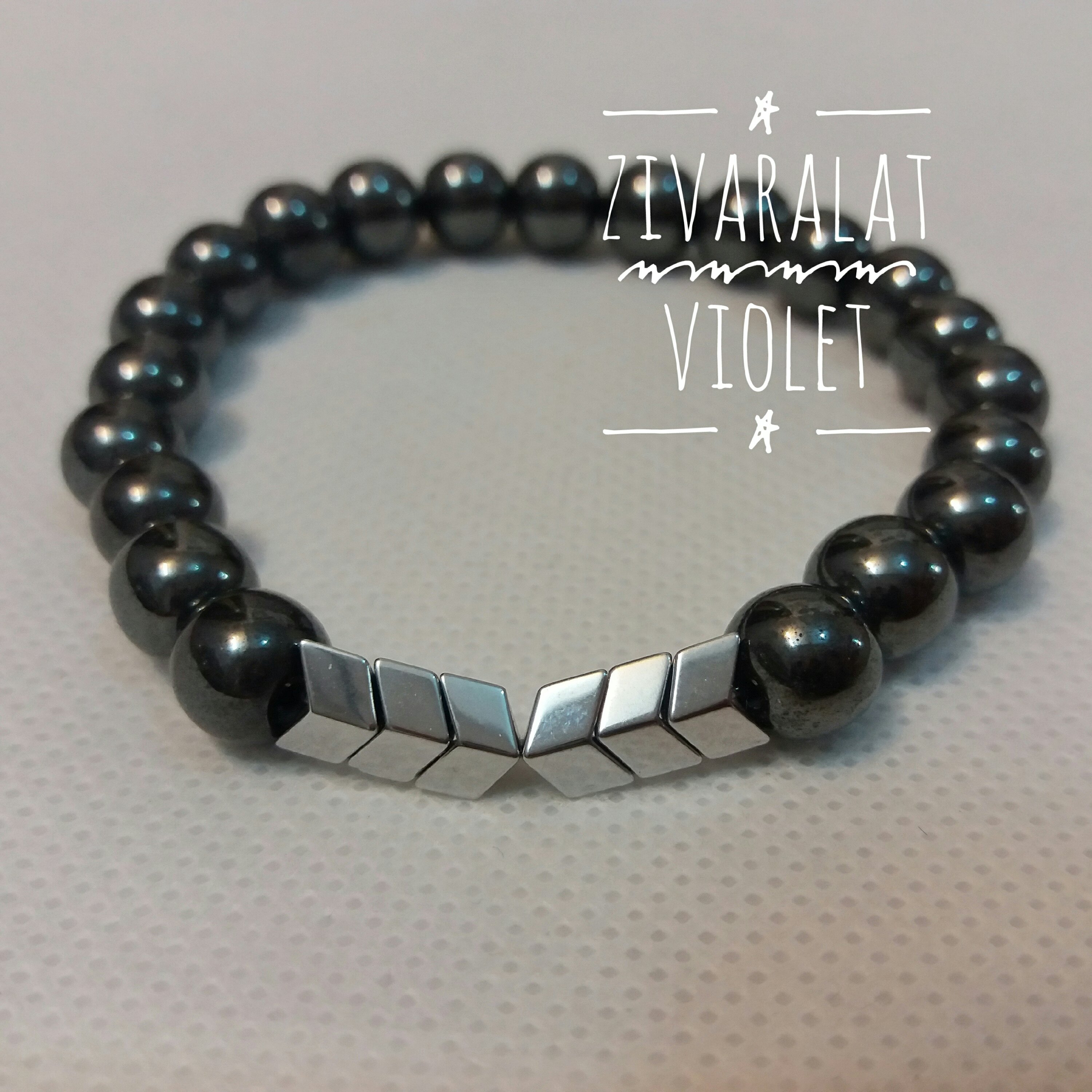 دستبند اسپرت سنگ حدید دودی